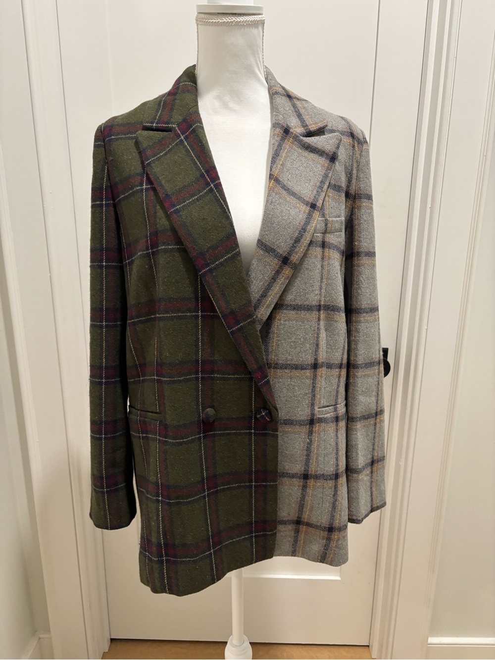 Hutch Meg Oversized Blazer Size M Gray Green Colorblock Boxy NWT